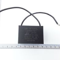 Scheppach-Kondensator (8µF, 450V) mit Anschlusskabel und Markierungen