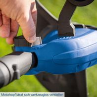 Motorkopf lässt sich werkzeuglos verstellen – Höhenanpassung für komfortables Arbeiten