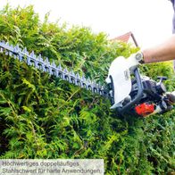 Hochwertige Scheppach-Heckenschere mit doppelten Stahlschwertern für präzise Schnitte