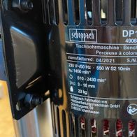 Scheppach DP16SL Tischbohrmaschine, hergestellt 04/2021, 230 V, 550 W, 1450-2430 U/min, 3-16 mm, 23 kg.