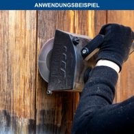 Scheppach-Werkzeug mit Schutzarmatur für präzise Handhabung beim Holzschleifen