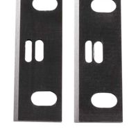 Hobelmesser 158 x 22 x 1,8 mm von Scheppach. Gezeigt von der Seite mit ovalen und rechteckigen Aussparungen.