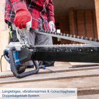 Doppelsägeblatt-System mit langlebiger, vibrationsarmer und rückschlagfreier Konstruktion für die Scheppach-Elektro-Universalsäge AZE430