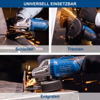 Universal-Werkzeug mit Akku-Winkelschleifer für Schleifen, Trennen und Entgraten