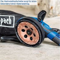Universal-Wand-, Boden- und Deckenbearbeitungssystem mit Hartmetall-Schleifscheibe für intensiven Materialabtrag