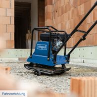 Fahrwerk für Scheppach-Rüttelplatte mit stabilen Achsen und Gummimatte