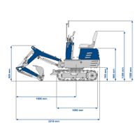 Der Scheppach Benzin Mini Bagger EXC815 mit 8,5 PS, 2330 mm Grabweite und 690 mm Spurbreite. Kettenantrieb für optimale Beweglichkeit. Ideal für den Heimwerkerbereich.