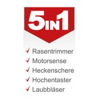Das Benzin Multigartengerät MTC42-5P von Scheppach bietet 5 Funktionen in einem Gerät: Rasentrimmer, Motorsense, Heckenschere, Hochentaster und Laubbläser. Es ist vielseitig einsatzbereit für die Gartenpflege.