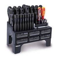 Schraubendreher-Set 100-tlg. VDE Wisent mit verschiedenen Bits und Aufbewahrungskasten. Gezeigt von vorne.