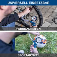 Scheppach-Kompressor mit Reifenfüller und Luftpistole: Luftdruckmessung für Fahrrad- und Sportartikelreifen
