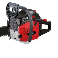 Kettensäge CSP5300 SE von Scheppach, 53 cm³ Benzinmotor, 20" ProCut Schwert, von der Seite gezeigt.