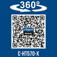 360°-Drehfunktion für flexible Bedienung des Scheppach-Heckenschermodells C-HT570-X