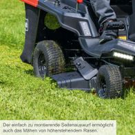 Einfache Montage des Seitenauswurfs für präzises Mähen von höherstehendem Gras