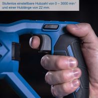 Akku-Säbelsäge mit stufenloser Hubzahl von 0 bis 3000 min⁻¹ und 22 mm Hublänge