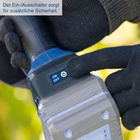 On-/Aus-Schalter für zusätzliche Sicherheit am Akku-Gehölzschneider
