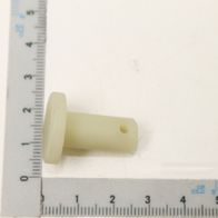 Ein langer Kunststoffbolzen mit einem Durchmesser von 20 mm und einem Loch in der Mitte. Der Bolzen wird von der Seite gezeigt.