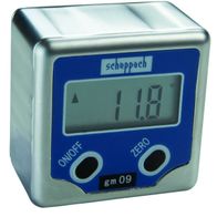 Winkelmessgerät gm 09 scheppach, Ansicht von vorne, mit Display und zwei Tasten.