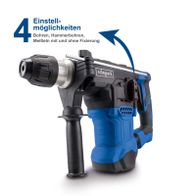 Scheppach Bohrhammer mit vier Einstellmöglichkeiten für Bohren, Hammerbohren und Meißeln (mit und ohne Fixierung)