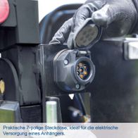 7-polige Steckdose für elektrische Versorgung eines Anhängers, praktische Anwendung auf dem Scheppach-Maschinenwerkzeug