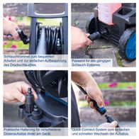 Ergonomische Schlauchtrommel für bequemes Arbeiten und einfache Aufbewahrung des Druckschlauchs