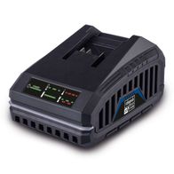 Ladegerät SBC4.5A Scheppach mit LED-Anzeige und Wandhalterung. Ladezeit: 2,0 Ah Akku ca. 35 Min., 4,0 Ah Akku ca. 60 Min.