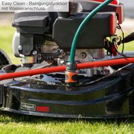 Der Scheppach Rasenmäher MS173-51E mit Easy Clean-Reinigungsfunktion und Wasseranschluss. Schnittbreite 51 cm.