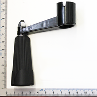 Kurbel kpl. von Scheppach, gezeigt von der Seite mit einem Lineal zur Größenveranschaulichung.