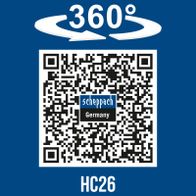 Scheppach-Kompressor HC26 mit 360°-Drehfunktion und QR-Code für Deutschland