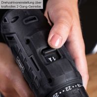 Geschwindigkeitsregelung für kraftvolles 2-Gang-Getriebe auf Akku-Bohrschrauber