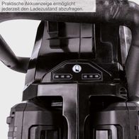 Die Akku-Kettensäge BCHS350-ProS Duo Scheppach verfügt über eine praktische Akkuanzeige, die jederzeit den Ladezustand abfragen lässt.