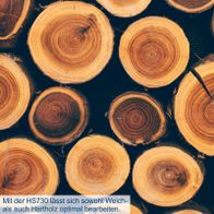 Scheppach-Werkzeug HS730 mit Beschriftung zur optimalen Bearbeitung von Weichholz und Hartholz