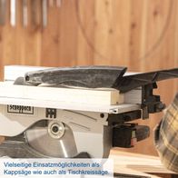 Die Tisch Kappsäge HM100T von Scheppach bietet vielseitige Einsatzmöglichkeiten als Kappsäge und Tischkreissäge. Sie ist mit einem 1800W Motor ausgestattet und funktioniert mit 220-240V 50Hz.