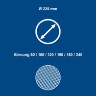 Scheppach-Drehschlüssel mit 225 mm Durchmesser und Kornstufen 80 bis 240