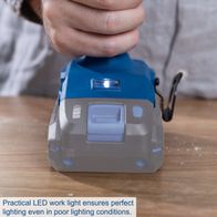Practical LED work light ensures perfect lighting even in poor lighting conditions.