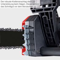 Der robuste Krallenanschlag dient zur Unterstützung beim Sägen. Dieser schützt das Schnittgut vor dem Abrutschen.