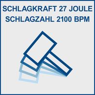 Technische Daten: Schlagkraft 27 Joule, Schlagzahl 2100 BPM für den Aero² Spade