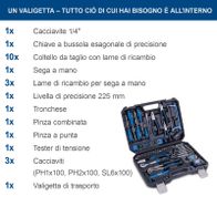 Der Werkzeugkoffer WZK120 Scheppach - 96-tlg. CV Werkzeugset | gefüllt enthält: 1x Cacciavite 1/4