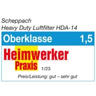 Der Scheppach Heavy Duty Luftfilter HDA-14 erhielt von Heimwerker Praxis die Bewertung 1,5 in der Kategorie Oberklasse. Das Preis-Leistungs-Verhältnis wurde als gut bis sehr gut eingestuft.
