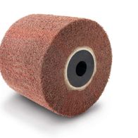 Kunstfaserbürste von Scheppach, gezeigt von der Seite mit zentraler Öffnung für Befestigung.