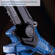 Automatische Kettenspannung mittels Federspanner für schnelle und einfache Einstellung.