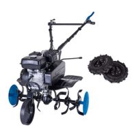 Scheppach Benzin-Motorhacke mit Motor, Antriebswelle, Arbeitsbreite und Arbeitsbasis mit Messern und Transportrad