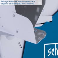 Rocking extension with indication of the cutting length (250 mm / 330 mm).