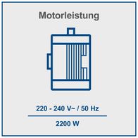Holzspalter mit Leistungsangabe für 220–240 V, 50 Hz, 2200 W