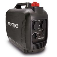 Inverter Stromerzeuger PX-SE-2000 Practixx mit 2x230V Steckdosen und 2xUSB Typ A (schnell ladend). Ausstattungsmerkmale: Überlastschutz, Economymodus, USB-Anschluss, Choke-Schalter.