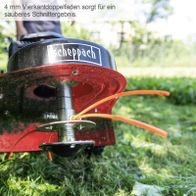 Scheppach-Wiesenmäher mit 4 mm Vierkantdoppelfäden für präzisen Schnitt