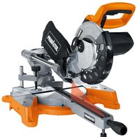 Kappzugsäge KZS1500 Primaster von Scheppach. Die Säge wird von der Seite gezeigt.