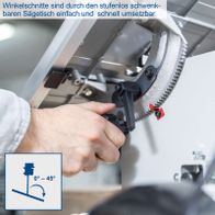Bandsäge mit verstellbarer Querschneidlehre für Winkel von 0° bis 45°