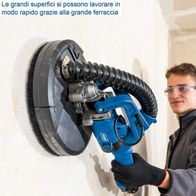 Der Scheppach Wand- und Deckenschleifer DS920X ermöglicht schnelles Arbeiten auf großen Flächen dank des großen Schleiftellers. Geeignet für Ø225mm, mit LED-Beleuchtung, 4m Schlauch, Adapter und 6 Schleifscheiben.