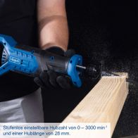 Scheppach Akku-Säbelsäge mit stufenlos einstellbarer Drehzahl von 0 bis 3000 min⁻¹ und 28 mm Hublänge