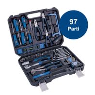 Werkzeugkoffer mit 97 Teilen von Scheppach, inklusive Schraubendreher, Zangen, Schraubenschlüssel und Bohrer